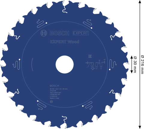 BoschEXPERT 木工圆锯片 216 毫米，用于精确切割木材。